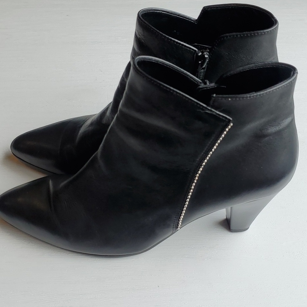 Gabor Black Leather Silver Ball Chain Ankle Booties 7.5 UK/ 10 US - Picture 6 of 13